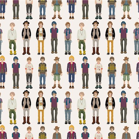 seamless young man pattern Stock Photo - Budget Royalty-Free & Subscription, Code: 400-04335574