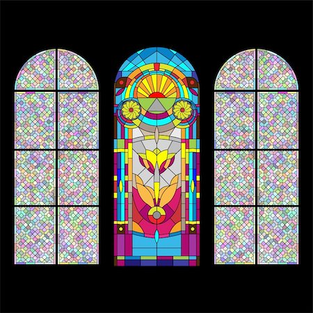 religious glass mosaic - Stained glass church window on black Stock Photo - Budget Royalty-Free & Subscription, Code: 400-04335615