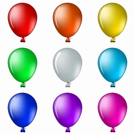 Set of isolated on white balloons all colours of a rainbow Stock Photo - Budget Royalty-Free & Subscription, Code: 400-04335616