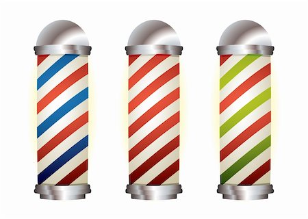 simsearch:400-08955424,k - Different stripe barbers poles with silver elements Stock Photo - Budget Royalty-Free & Subscription, Code: 400-04335663