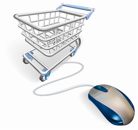 simsearch:400-04442555,k - A mouse connected to a shopping cart trolley. Concept for online internet shopping. Photographie de stock - Aubaine LD & Abonnement, Code: 400-04335727