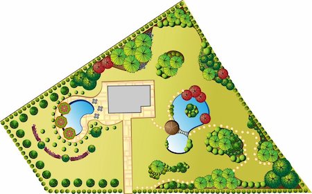 simsearch:400-05663944,k - Colored Plan of garden Stock Photo - Budget Royalty-Free & Subscription, Code: 400-04335794