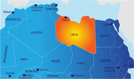 Political map of North Africa with Libya isolated Stock Photo - Budget Royalty-Free & Subscription, Code: 400-04335793