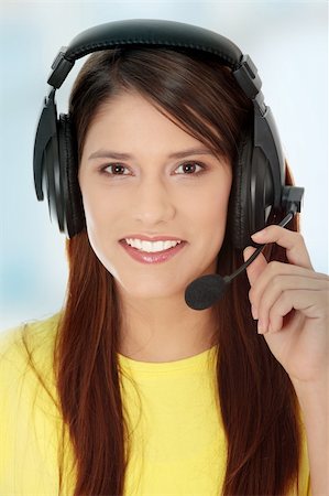 Teen girl with big headset (e-learning or gaming concept) Stock Photo - Budget Royalty-Free & Subscription, Code: 400-04336165