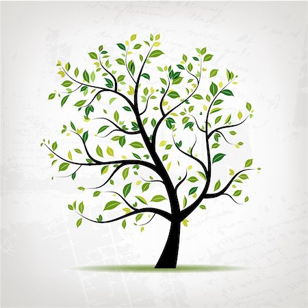 simsearch:400-05704843,k - Spring tree green on grunge background for your design Stockbilder - Microstock & Abonnement, Bildnummer: 400-04336282