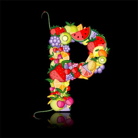 simsearch:400-04299708,k - Fruit letter for your design. See others in my gallery Photographie de stock - Aubaine LD & Abonnement, Code: 400-04336359