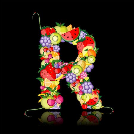 simsearch:400-04299708,k - Fruit letter for your design. See others in my gallery Photographie de stock - Aubaine LD & Abonnement, Code: 400-04336368