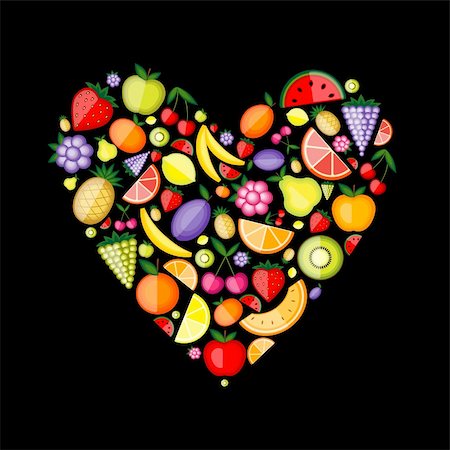simsearch:400-08165814,k - Energy fruit heart shape for your design Stockbilder - Microstock & Abonnement, Bildnummer: 400-04336404