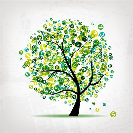 Art tree with figures green for your design Stock Photo - Budget Royalty-Free & Subscription, Code: 400-04336455