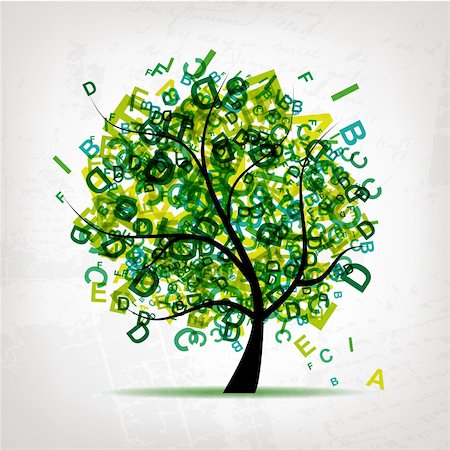 Art tree with letters green for your design Stock Photo - Budget Royalty-Free & Subscription, Code: 400-04336450