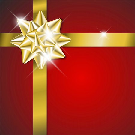 simsearch:400-04353306,k - Golden  bow on a red ribbon with red background - vector Christmas card (no text) Stock Photo - Budget Royalty-Free & Subscription, Code: 400-04336866