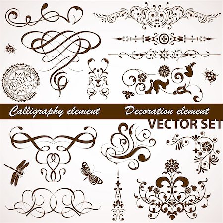 Collect Calligraphic and Floral element for design, vector illustration Foto de stock - Super Valor sin royalties y Suscripción, Código: 400-04336901