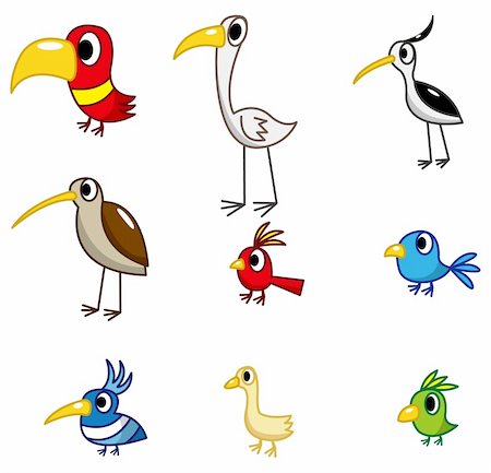 forest cartoon illustration - cartoon bird icon Stock Photo - Budget Royalty-Free & Subscription, Code: 400-04337106