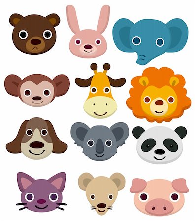 cartoon animal head icon Stock Photo - Budget Royalty-Free & Subscription, Code: 400-04337144