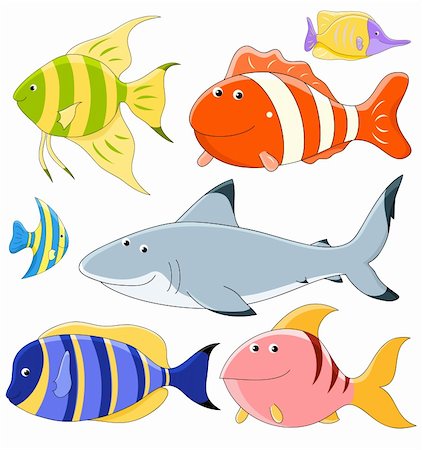 poisson-ange - Vector collection of cute fish Photographie de stock - Aubaine LD & Abonnement, Code: 400-04337165