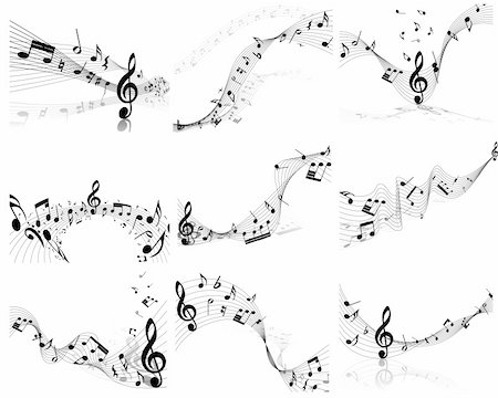 Vector musical note staff background set for design use Stock Photo - Budget Royalty-Free & Subscription, Code: 400-04337385