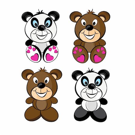 simsearch:400-04868861,k - Teddy bears set. Illustration isolated on white background Stock Photo - Budget Royalty-Free & Subscription, Code: 400-04337496