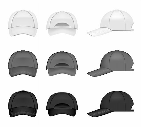 robisklp (artist) - Set of baseball caps, three different colors from all angles Fotografie stock - Microstock e Abbonamento, Codice: 400-04337652