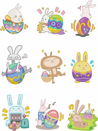 cartoon easter rabbit and egg icon Stock Photo - Budget Royalty-Free & Subscription, Code: 400-04337807