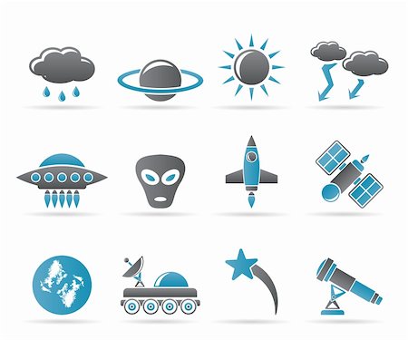 Astronautics and Space and universe Icons - Vector Icon Set Stock Photo - Budget Royalty-Free & Subscription, Code: 400-04337870