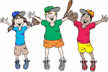 Illustration of a group of kids happy that baseball is back Stock Photo - Budget Royalty-Free & Subscription, Code: 400-04337907