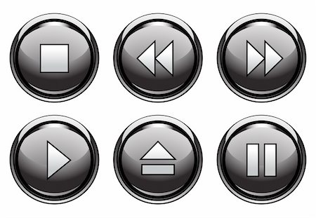pause button - Set of 6 aqua style buttons for web and applications Stock Photo - Budget Royalty-Free & Subscription, Code: 400-04337902