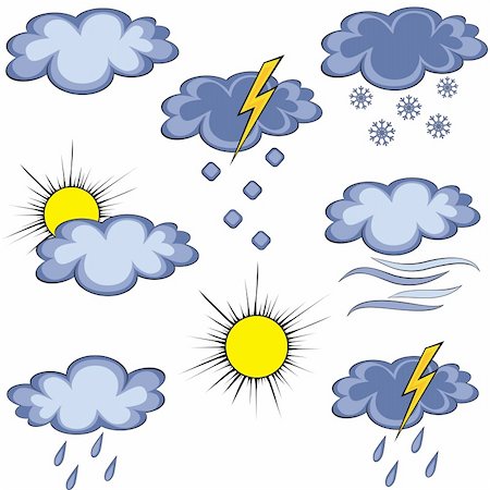 sun rain wind cloudy - Set of graffiti weather icon. Graffito icon. Element for design. Vector illustration Stock Photo - Budget Royalty-Free & Subscription, Code: 400-04337955