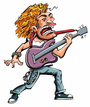 Cartoon of a heavy metal singer with a guitar Stock Photo - Budget Royalty-Free & Subscription, Code: 400-04338028