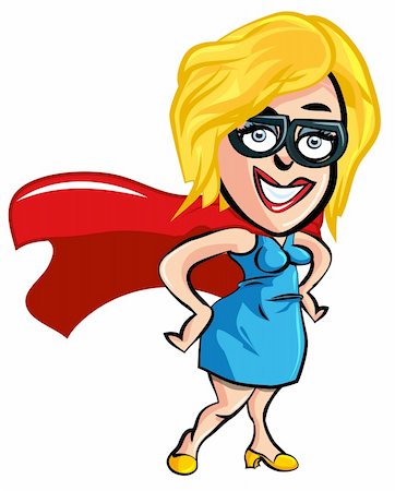 Cartoon superhero lady office worker with glasses Stock Photo - Budget Royalty-Free & Subscription, Code: 400-04338076