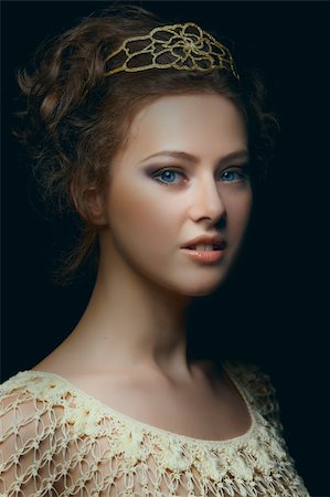 diadème - Picturesque portrait of majestic young woman with blue eyes in low key Stock Photo - Budget Royalty-Free & Subscription, Code: 400-04338146