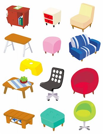 dressers table - cartoon Furniture icon Stock Photo - Budget Royalty-Free & Subscription, Code: 400-04338321