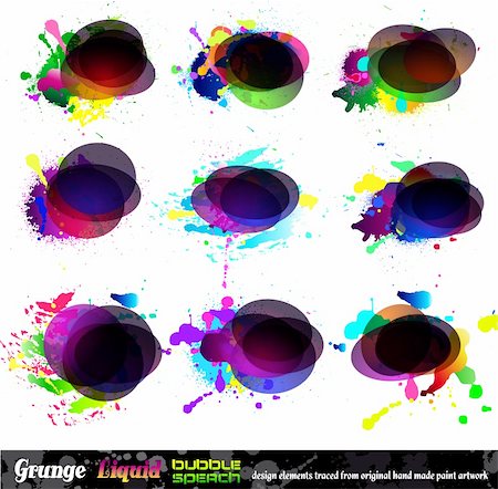 simsearch:400-04378593,k - Grunge Bubble Speach Collection with rainbow colours and liquid drops elements - Set 1 Photographie de stock - Aubaine LD & Abonnement, Code: 400-04338631