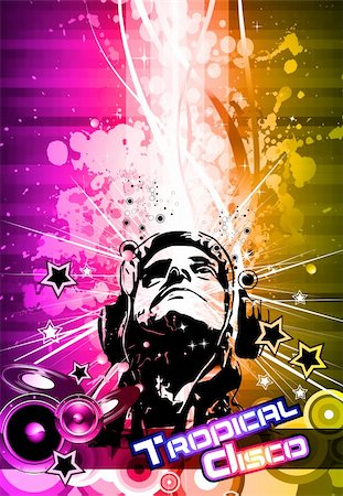 simsearch:400-04320039,k - Abstract Light Explosion Disco Flyer with DJ shape Photographie de stock - Aubaine LD & Abonnement, Code: 400-04338633