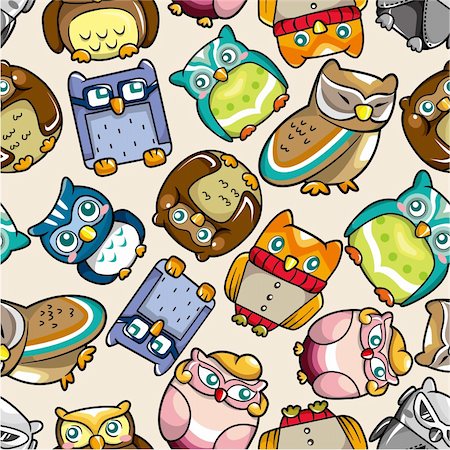 pattern art owl - seamless owl pattern Stock Photo - Budget Royalty-Free & Subscription, Code: 400-04338749
