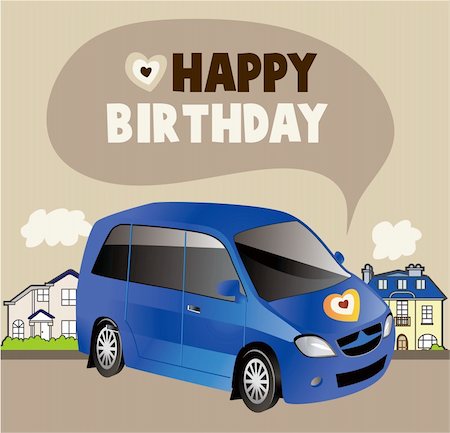 simsearch:400-04418973,k - car birthday card Fotografie stock - Microstock e Abbonamento, Codice: 400-04338810