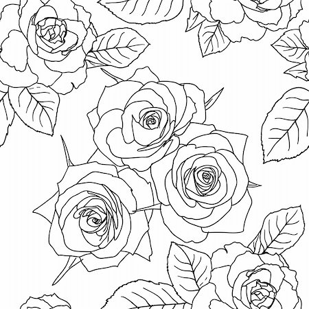simsearch:400-06553658,k - Seamless wallpaper with rose flowers Stock Photo - Budget Royalty-Free & Subscription, Code: 400-04339008