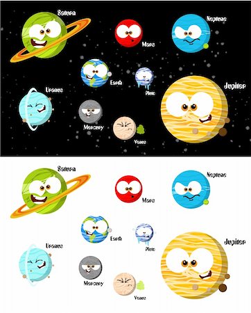 silly and cute cartoon planets Stock Photo - Budget Royalty-Free & Subscription, Code: 400-04339021