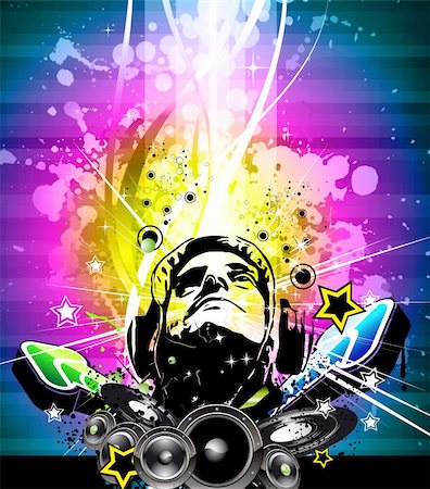 simsearch:400-04320039,k - Abstract Colorful DJ Disco Flyer with Rainbow Colours Photographie de stock - Aubaine LD & Abonnement, Code: 400-04339065