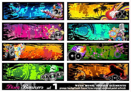 simsearch:400-08530618,k - Disco Banner Collection with a lot of Music Design Elements - Set 1 Foto de stock - Royalty-Free Super Valor e Assinatura, Número: 400-04339060
