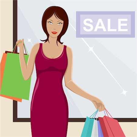 simsearch:400-08735204,k - illustration of  urban lady standing with shopping bag Stock Photo - Budget Royalty-Free & Subscription, Code: 400-04339075