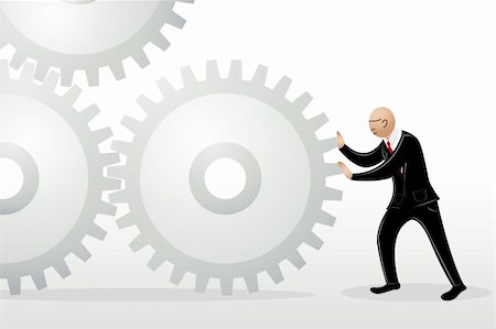 simsearch:400-04879813,k - illustration of  business man pushing cog wheel to connect Stock Photo - Budget Royalty-Free & Subscription, Code: 400-04339071