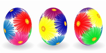 painted happy flowers - Easter eggs with decor elements on a white background Stock Photo - Budget Royalty-Free & Subscription, Code: 400-04339117