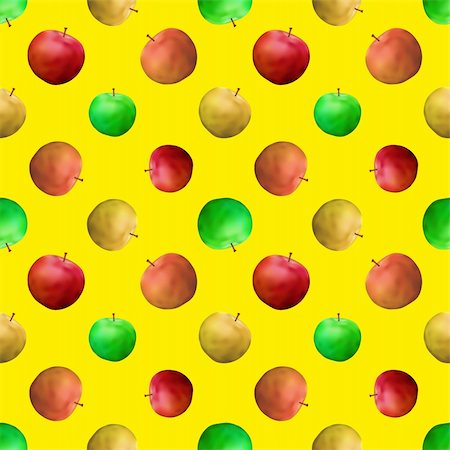simsearch:400-09220883,k - Vector seamless background, fruits, various apples on yellow Stock Photo - Budget Royalty-Free & Subscription, Code: 400-04339289