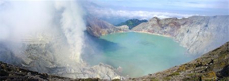 Sulphatic lake in a crater of volcano Ijen. Java. Indonesia Stock Photo - Budget Royalty-Free & Subscription, Code: 400-04339338