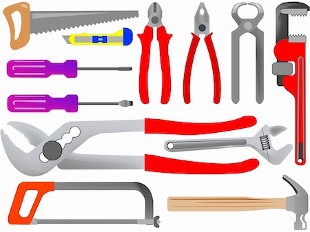 simsearch:400-04849167,k - hand tools isolated on white background, abstract art illustration Stock Photo - Budget Royalty-Free & Subscription, Code: 400-04339390