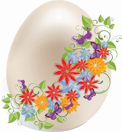 painted happy flowers - Floral easter egg Stock Photo - Budget Royalty-Free & Subscription, Code: 400-04339406