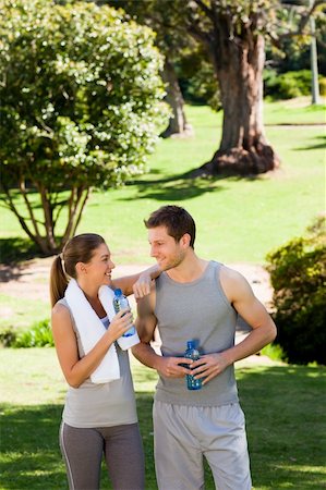 Sporty lovers in the park Stock Photo - Budget Royalty-Free & Subscription, Code: 400-04339535