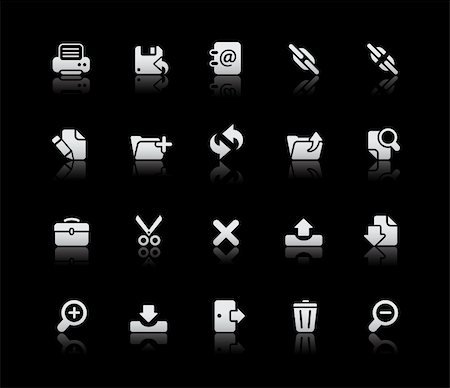 Vector icons reflected in black background. -eps 8- Stock Photo - Budget Royalty-Free & Subscription, Code: 400-04339615
