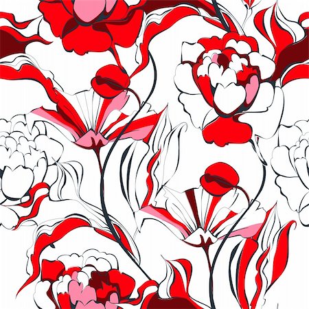 simsearch:400-04696472,k - Seamless pattern with red flowers Stock Photo - Budget Royalty-Free & Subscription, Code: 400-04339652