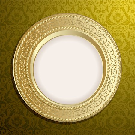 simsearch:400-04852864,k - Retro frame on the gold floral background Stock Photo - Budget Royalty-Free & Subscription, Code: 400-04339819